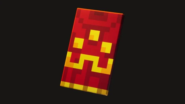 Hero Cape crimson and gold render from Minecraft Dungeons II