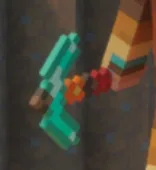 Hero holding a Diamond Pickaxe UNIQUE weapon in Minecraft Dungeons II
